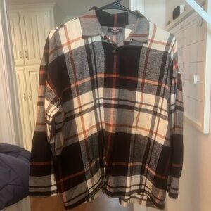 Madewell Plaid Shirt with Orange Accents